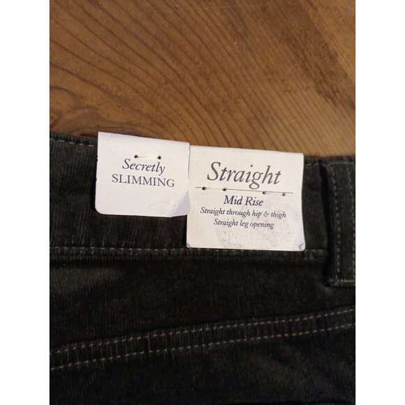 St Johns Bay Corduroy Pants Womens 12 Secretly Slender Straight Leg Green NWT - Picture 6 of 8